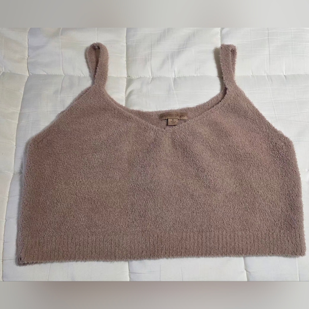 Barefoot Dreams Women's XL Cozy Chic Luxe Cropped Cami In Willow - Picture 2 of 6